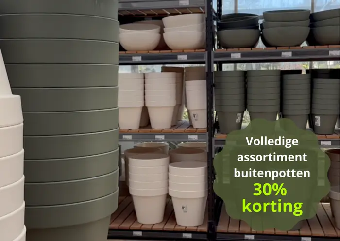30% Korting op het assortiment buitenpotten